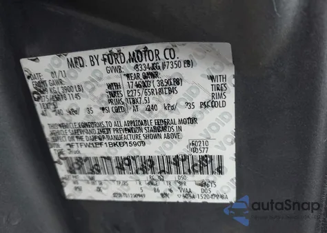 2011 Ford F-150 Xlt из США, поврежденный, VIN 1FTFW1EF1BKD15909